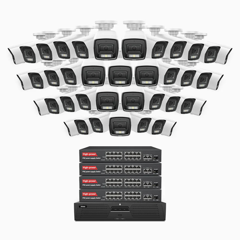 ANNKE H800 - 4K 64 Channel 40 Cameras PoE Security System, Human & Vehicle Detection, Color & IR Night Vision, Built-in Mic, RTSP Supported, 16-Port PoE Switch Included
