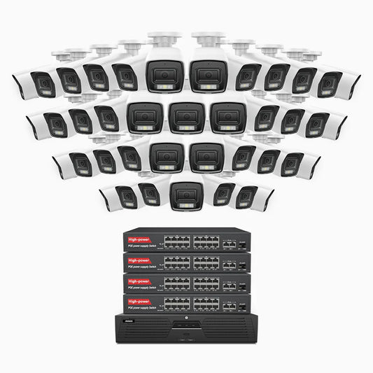 ANNKE H800 - 4K 64 Channel 40 Cameras PoE Security System, Human & Vehicle Detection, Color & IR Night Vision, Built-in Mic, RTSP Supported, 16-Port PoE Switch Included