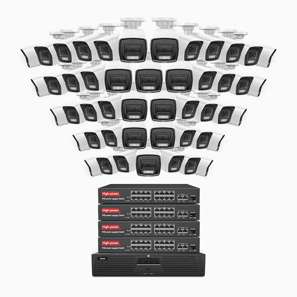 ANNKE H1200 - 4K 12MP 64 Channel 48 Cameras PoE Security System, Color & IR Night Vision, Human & Vehicle Detection, H.265+, Built-in Microphone, Max. 512 GB Local Storage, IP67