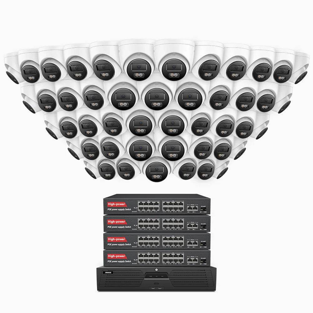 ANNKE H800 - 4K 64 Channel 48 Cameras PoE Security System, Human & Vehicle Detection, Color & IR Night Vision, Built-in Mic, RTSP Supported, 16-Port PoE Switch Included