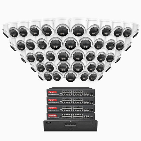 ANNKE H1200 - 4K 12MP 64 Channel 48 Cameras PoE Security System, Color & IR Night Vision, Human & Vehicle Detection, H.265+, Built-in Microphone, Max. 512 GB Local Storage, IP67
