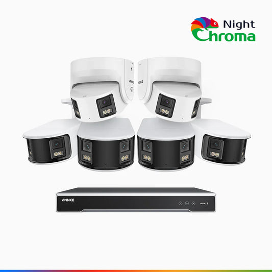ANNKE NightChromaTM NDK800 – 4K 16 Channel Panoramic Dual Lens PoE Security System with 4 Bullet & 2 Turret Cameras, f/1.0 Super Aperture