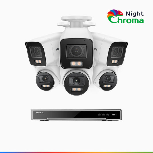 ANNKE NightChromaTM NCK800 – 4K 16 Channel PoE Security System with 3 Bullet & 3 Turret Cameras, f/1.0 Super Aperture