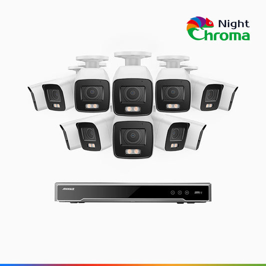 ANNKE NightChromaTM NCK800 – 4K 16 Channel 12 Cameras PoE Security System, f/1.0 Super Aperture, Color Night Vision, 2CH 4K Decoding Capability