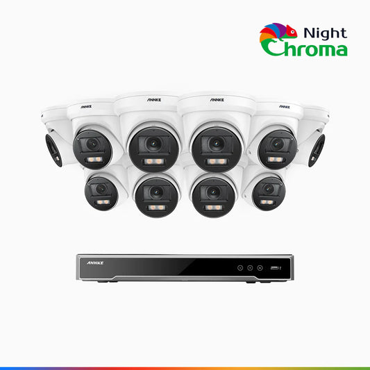 ANNKE  NightChromaTM NCK800 – 4K 16 Channel 10 Cameras PoE Security System, f/1.0 Super Aperture, Color Night Vision, 2CH 4K Decoding Capability