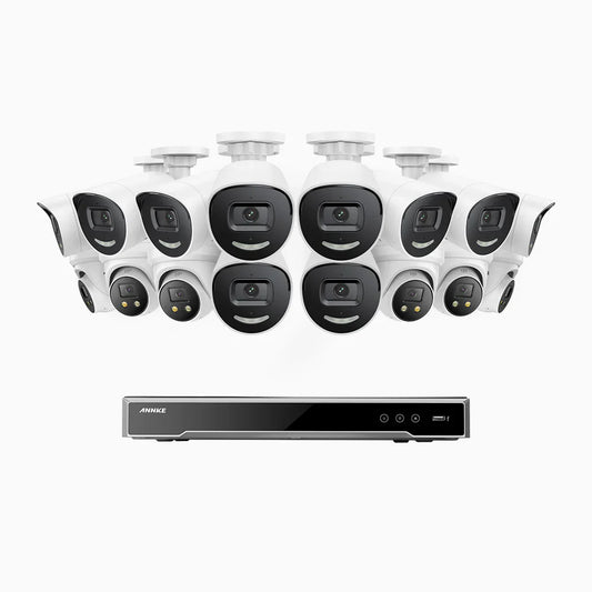 ANNKE H800X - 4K 16 Channel PoE Security System with 10 Bullet & 6 Turret Cameras, 1/1.8'' BSI Sensor, f/1.6 Aperture (0.003 Lux)