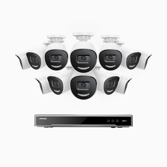 ANNKE H800X - 4K 16 Channel 12 Cameras PoE Security System, 1/1.8'' BSI Sensor, f/1.6 Aperture (0.003 Lux), Siren & Strobe Alarm
