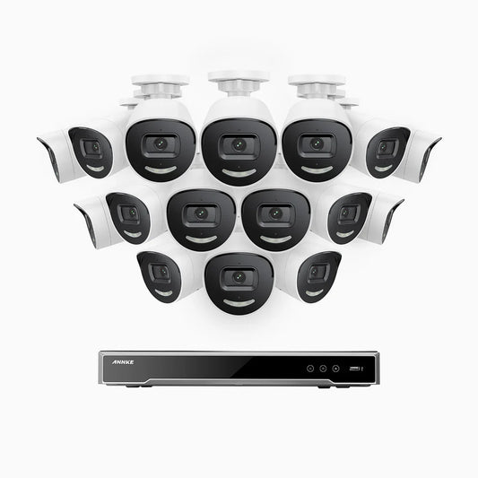 ANNKE H800X - 4K 16 Channel 16 Cameras PoE Security System, 1/1.8'' BSI Sensor, f/1.6 Aperture (0.003 Lux), Siren & Strobe Alarm,Two-Way Audio
