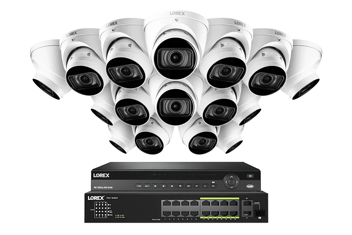 Nocturnal Series Lorex Elite Series 32-Channel (8TB) 4K IP System with Nocturnal N4 Lite Turret Cameras and PoE Switch