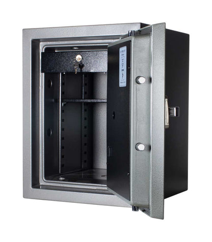 Open Gardall Two-Hour Record Safe showing adjustable shelving for documents and records