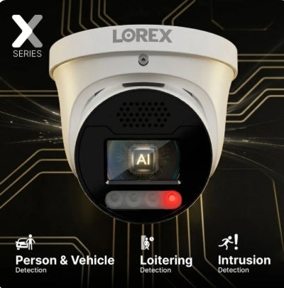 Lorex Series X Connect X5 4K PoE Turret Camera with AI Color Night Vision - White/Black