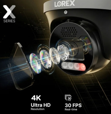 Lorex Series X Connect X5 4K PoE Turret Camera with AI Color Night Vision - White/Black