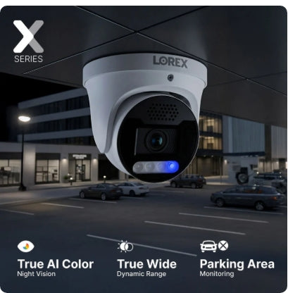 Lorex Series X Connect X5 4K PoE Turret Camera with AI Color Night Vision - White/Black