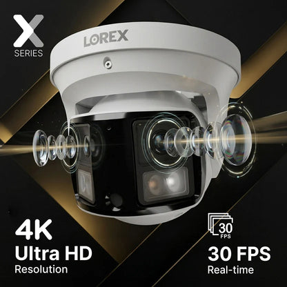 Lorex X Series Connect X Series 4K 32-Channel Wired NVR System with X3 Dual-Lens Turret Camera - 8TB (Cable not included)