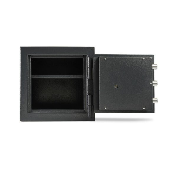 “American Security MS1414 B‑Rate free‑standing mini safe with solid steel body, compact design, and secure locking system for home valuables.”
