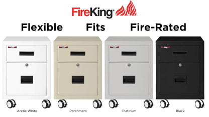 FireKing Mobile Pedestal Legal/Letter File Cabinet - 1-Hour Fire Rated