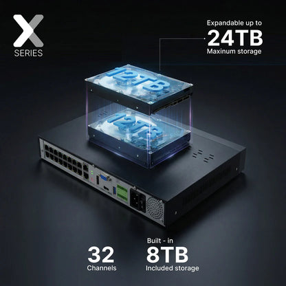 Lorex X Series Connect X Series 4K 32-Channel Wired NVR System with X3 Dual-Lens Turret Camera - 8TB (Cable not included)